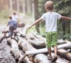 Child walking in campsite